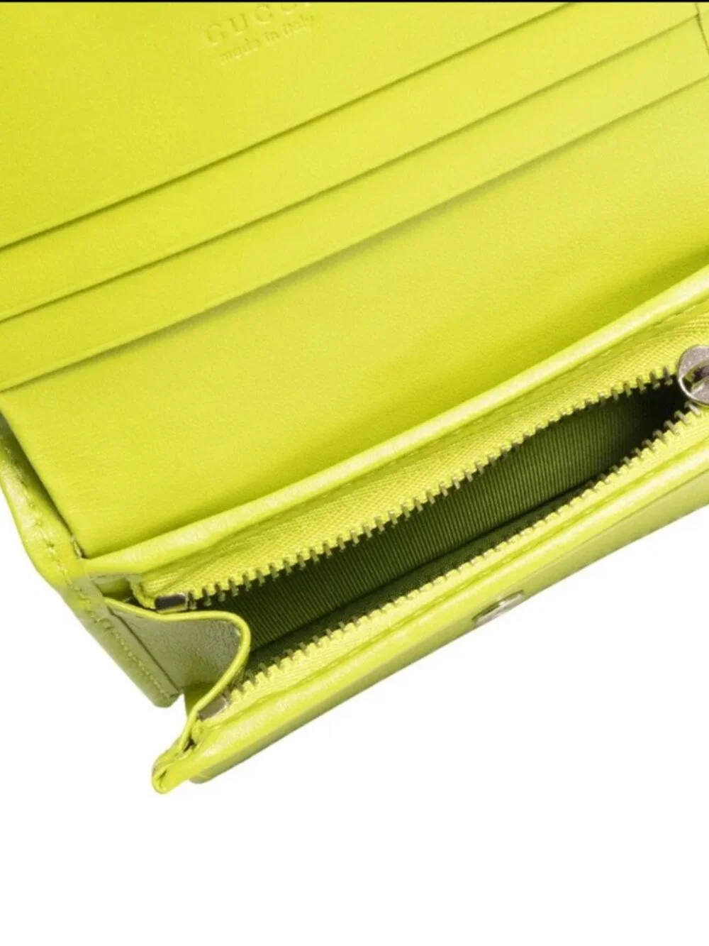 GUCCI GG MARMONT Bifold wallet lime green leather - Picture 6 of 6